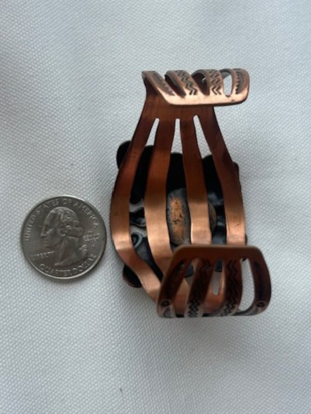 BELL TRADING POST Solid Copper Butterfly Turquoise Cuff BRACELET - Picture 10 of 11